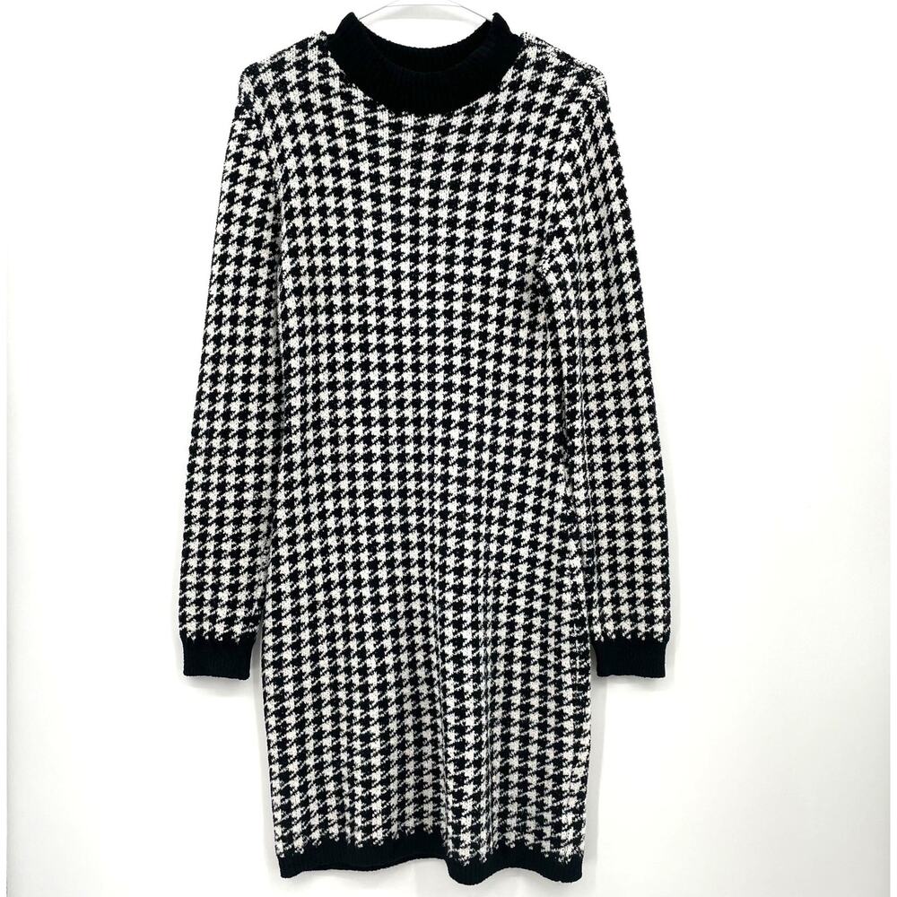 Express Women's Long Sleeve Sweater Dress, Houndstooth, Sz. M - Picture 3 of 12